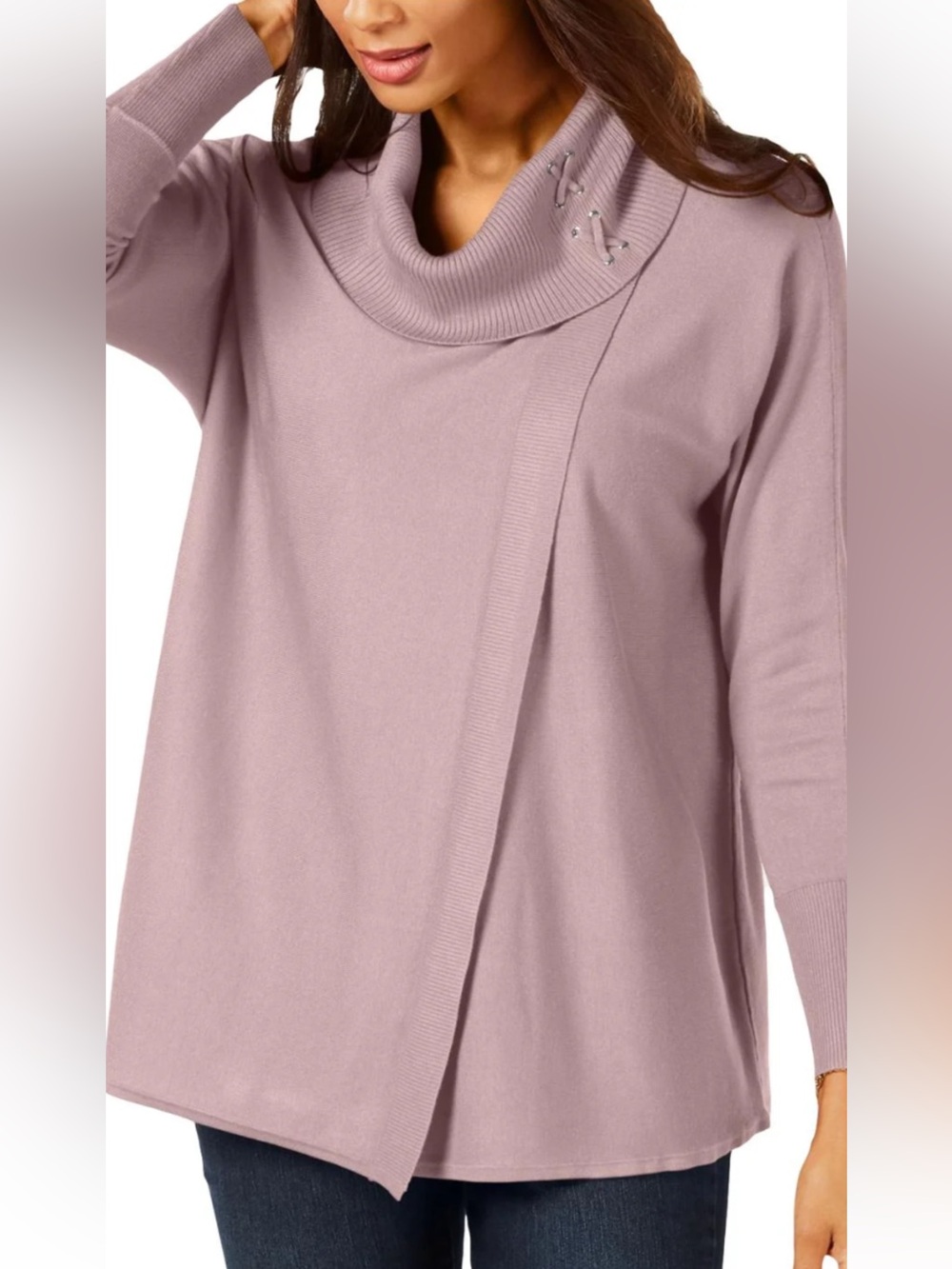 JM Collection Rose Cowl Neck Tunic Sweater Sz L